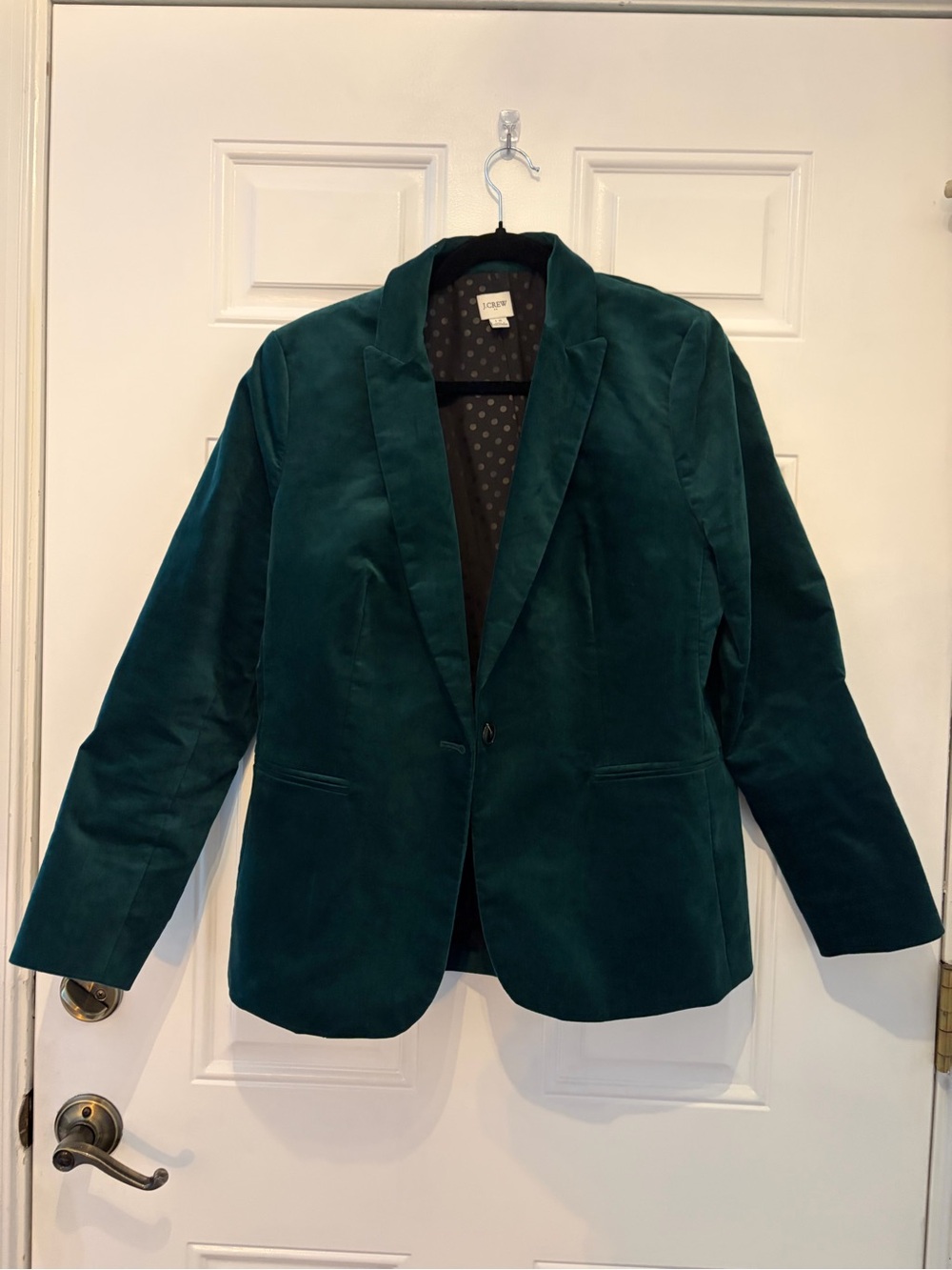 Women's Dark Teal Velvet Blazer Jacket - Classic Single-Button